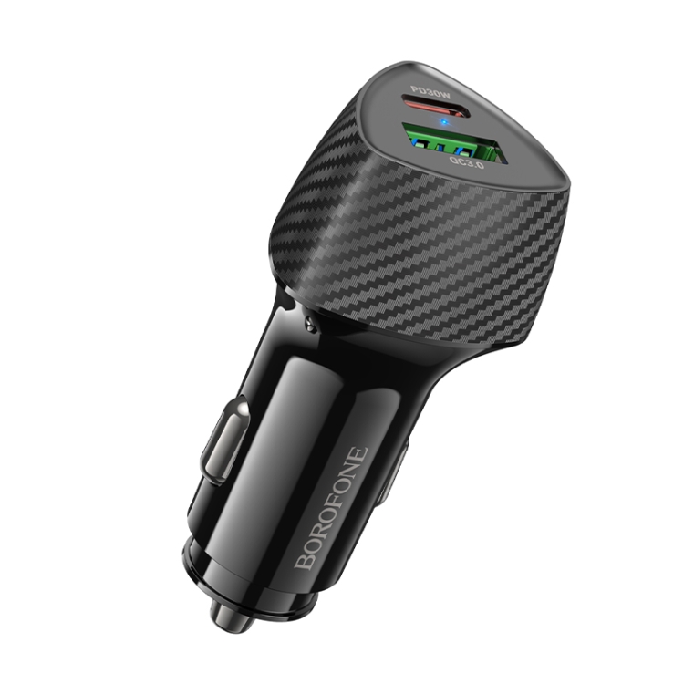 BOROFONE BZ31C Solid PD30W Type-C + QC3.0 USB Car Charger(Black) BOROFONE BZ31C Solid PD30W Type-C + QC3.0 USB Car Charger(Black)