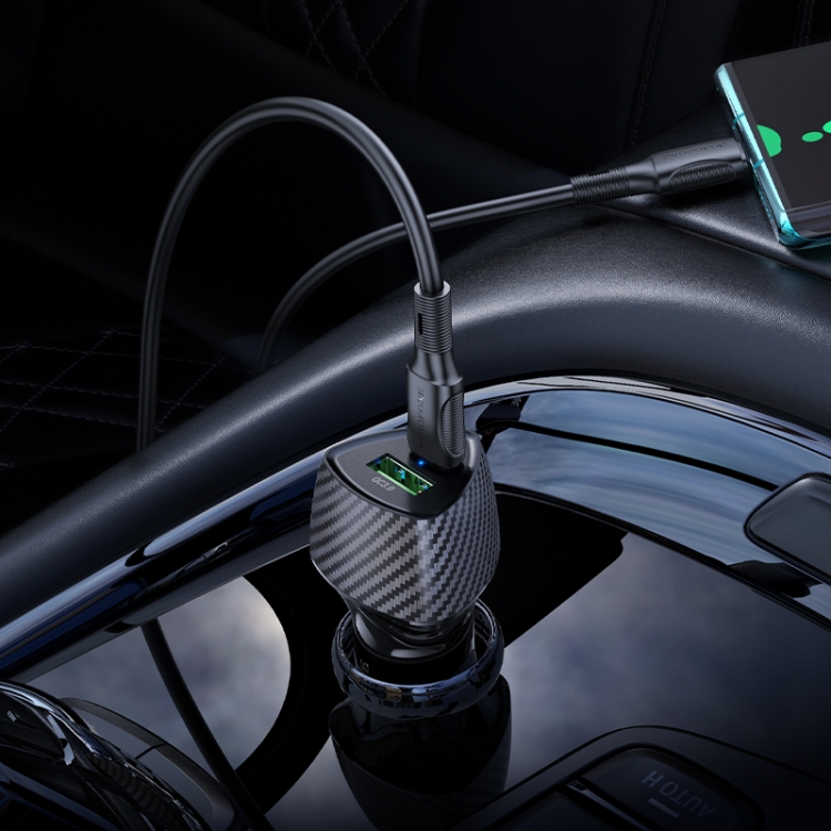 BOROFONE BZ31C Solid PD30W + QC3.0 Car Charger Set with Type-C to Type-C Cable(Black)