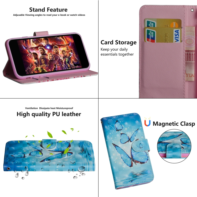 For iPhone 12 / 12 Pro 3D Painting Pattern Horizontal Flip TPU + PU Leather Case with Holder & Card Slots & Wallet(Three Butterflies) For iPhone 12 / 12 Pro 3D Painting Pattern Horizontal Flip TPU + PU Leather Case with Holder & Card Slots & Wallet(Three Butterflies)