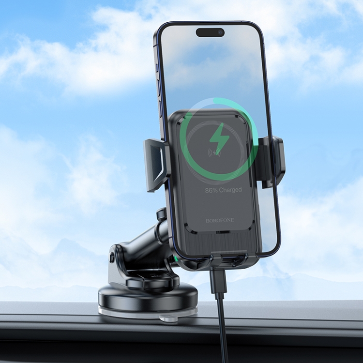 BOROFONE BH217 Colby Smart Fast Wireless Charging Car Holder(Black) BOROFONE BH217 Colby Smart Fast Wireless Charging Car Holder(Black)