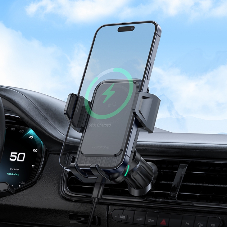 BOROFONE BH217 Colby Smart Fast Wireless Charging Car Holder(Black) BOROFONE BH217 Colby Smart Fast Wireless Charging Car Holder(Black)