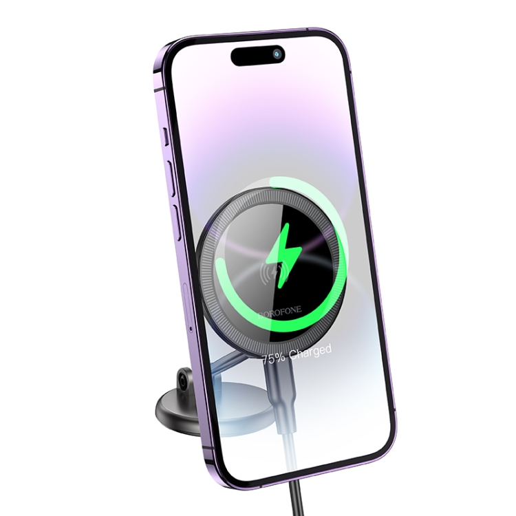 BOROFONE BH218 Star Metal Ring Magnetic Wireless Fast Charging Car Holder(Metal Grey) BOROFONE BH218 Star Metal Ring Magnetic Wireless Fast Charging Car Holder(Metal Grey)