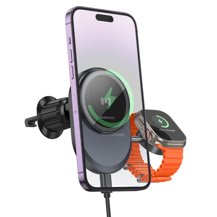 BOROFONE BH219 Fine 2 in 1 Fast Wireless Charging Car Air Outlet Holder(Black) BOROFONE BH219 Fine 2 in 1 Fast Wireless Charging Car Air Outlet Holder(Black)