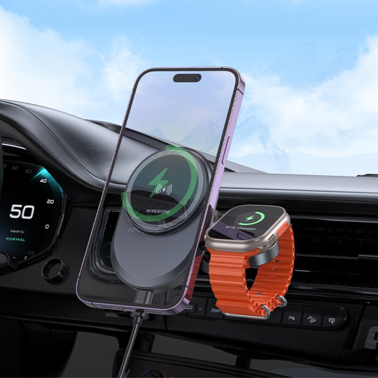 BOROFONE BH219 Fine 2 in 1 Fast Wireless Charging Car Air Outlet Holder(Black) BOROFONE BH219 Fine 2 in 1 Fast Wireless Charging Car Air Outlet Holder(Black)