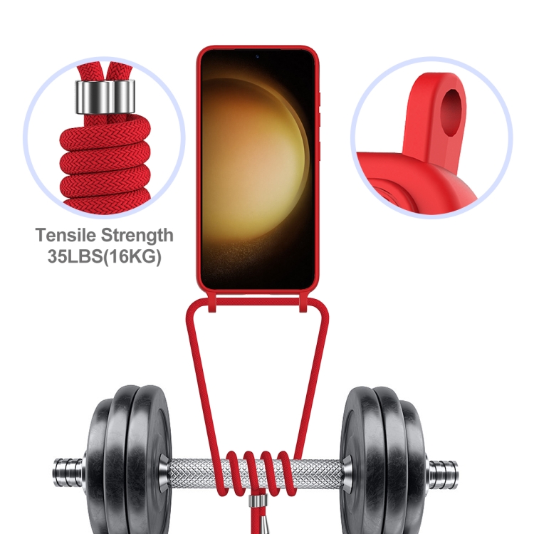 For Samsung Galaxy S23+ 5G Integrated Card Bag Solid Color Liquid Silicone Phone Case with Lanyard(Red) For Samsung Galaxy S23+ 5G Integrated Card Bag Solid Color Liquid Silicone Phone Case with Lanyard(Red)