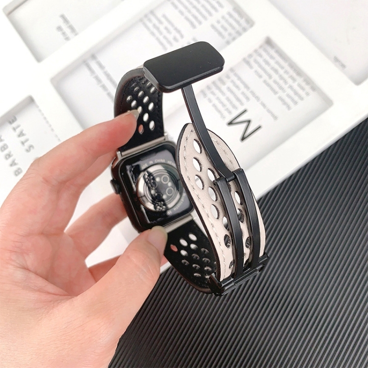 For Apple Watch Series 40mm Hole Style Folding Buckle PU Leather