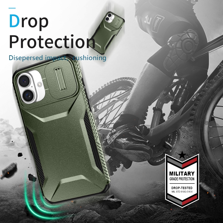 For iPhone 16 Sliding Camshield Phone Case(Alpine Green)
