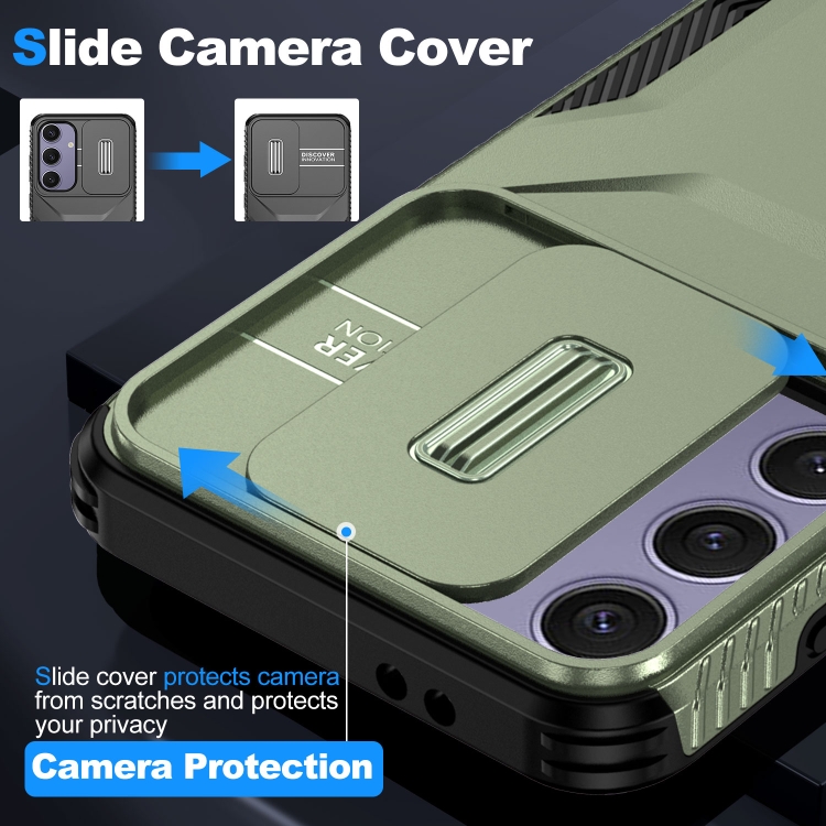 For Samsung Galaxy S24 FE 5G Sliding Camshield Phone Case(Alpine Green)