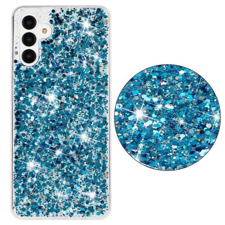 For Samsung Galaxy S23 5G Transparent Frame Glitter Powder TPU Phone Case(Blue) For Samsung Galaxy S23 5G Transparent Frame Glitter Powder TPU Phone Case(Blue)