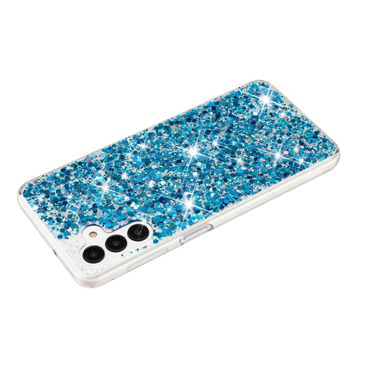 For Samsung Galaxy S23 5G Transparent Frame Glitter Powder TPU Phone Case(Blue) For Samsung Galaxy S23 5G Transparent Frame Glitter Powder TPU Phone Case(Blue)