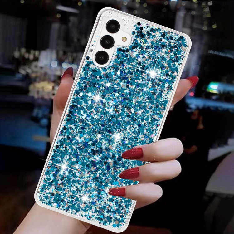 For Samsung Galaxy S23 5G Transparent Frame Glitter Powder TPU Phone Case(Blue) For Samsung Galaxy S23 5G Transparent Frame Glitter Powder TPU Phone Case(Blue)