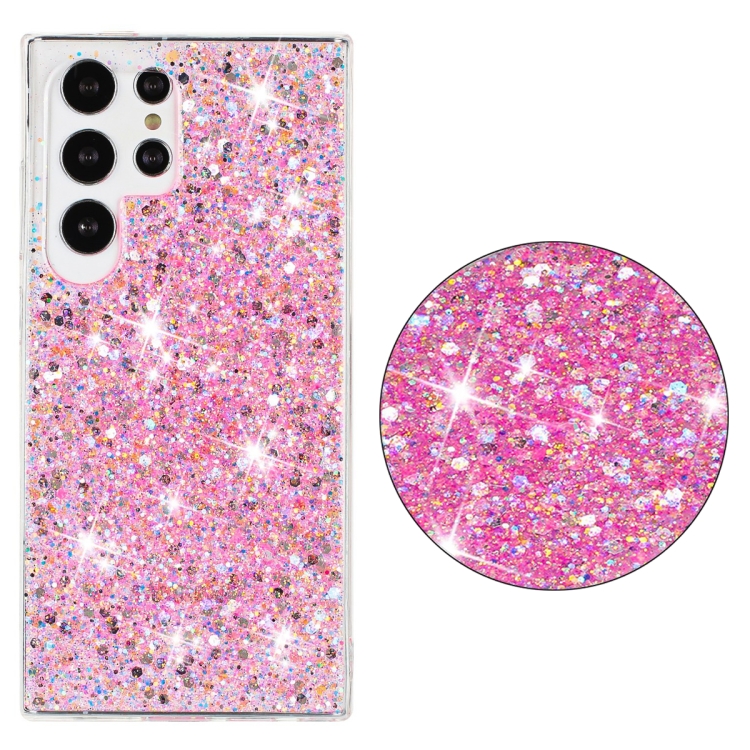 For Samsung Galaxy S23 Ultra 5G Transparent Frame Glitter Powder TPU Phone Case(Pink) For Samsung Galaxy S23 Ultra 5G Transparent Frame Glitter Powder TPU Phone Case(Pink)