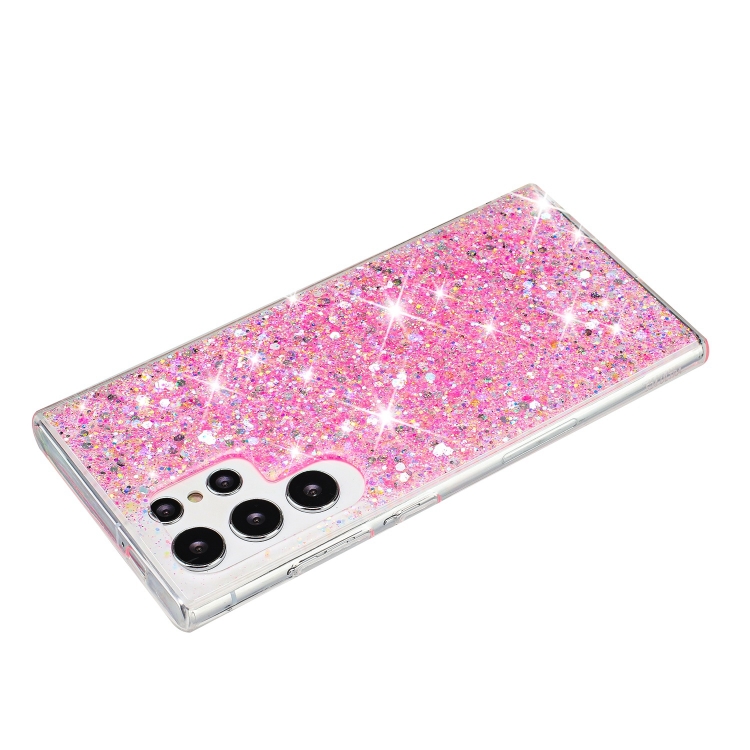 For Samsung Galaxy S23 Ultra 5G Transparent Frame Glitter Powder TPU Phone Case(Pink) For Samsung Galaxy S23 Ultra 5G Transparent Frame Glitter Powder TPU Phone Case(Pink)