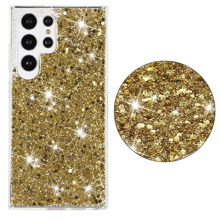 For Samsung Galaxy S24 Ultra 5G Transparent Frame Glitter Powder TPU Phone Case(Gold) For Samsung Galaxy S24 Ultra 5G Transparent Frame Glitter Powder TPU Phone Case(Gold)
