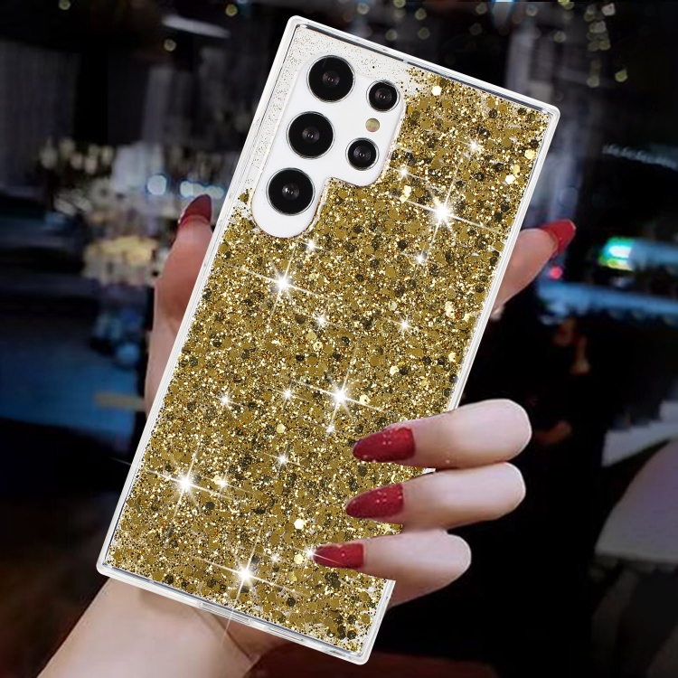 For Samsung Galaxy S24 Ultra 5G Transparent Frame Glitter Powder TPU Phone Case(Gold) For Samsung Galaxy S24 Ultra 5G Transparent Frame Glitter Powder TPU Phone Case(Gold)