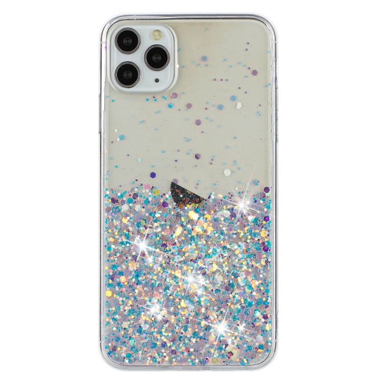 For iPhone 11 Pro Transparent Frame Noctilucent Glitter Powder TPU Phone Case(White) For iPhone 11 Pro Transparent Frame Noctilucent Glitter Powder TPU Phone Case(White)
