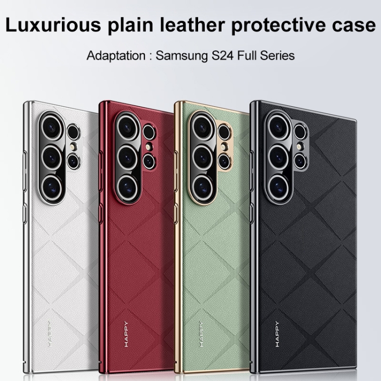 For Samsung Galaxy S24 Ultra 5G Plain Leather PC Phone Case(Black) For Samsung Galaxy S24 Ultra 5G Plain Leather PC Phone Case(Black)
