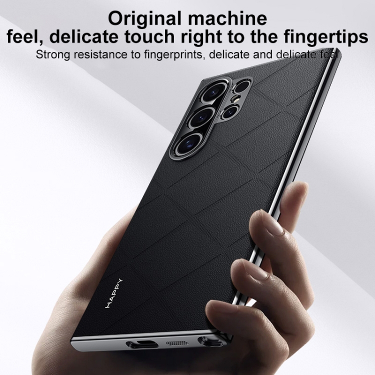 For Samsung Galaxy S24 Ultra 5G Plain Leather PC Phone Case(Black) For Samsung Galaxy S24 Ultra 5G Plain Leather PC Phone Case(Black)