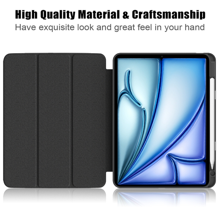 For iPad Air 11 2024 / Pro 11 2022 Acrylic 3-Fold Smart Leather Tablet Case(Black) For iPad Air 11 2024 / Pro 11 2022 Acrylic 3-Fold Smart Leather Tablet Case(Black)