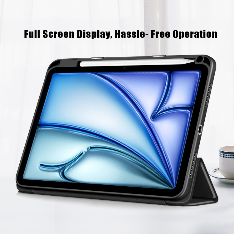 For iPad Air 11 2024 / Pro 11 2022 Acrylic 3-Fold Smart Leather Tablet Case(Black) For iPad Air 11 2024 / Pro 11 2022 Acrylic 3-Fold Smart Leather Tablet Case(Black)