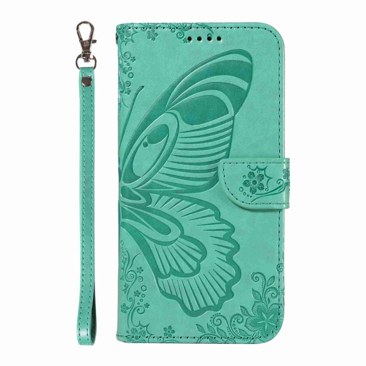 For iPhone 16 Pro Swallowtail Butterfly Embossed Leather Phone Case(Green) For iPhone 16 Pro Swallowtail Butterfly Embossed Leather Phone Case(Green)
