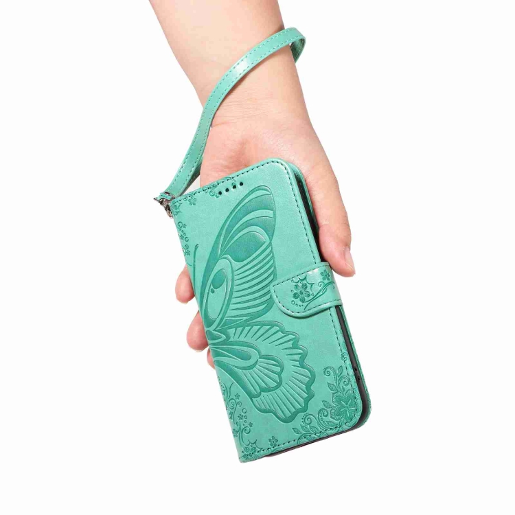 For iPhone 16 Pro Swallowtail Butterfly Embossed Leather Phone Case(Green) For iPhone 16 Pro Swallowtail Butterfly Embossed Leather Phone Case(Green)