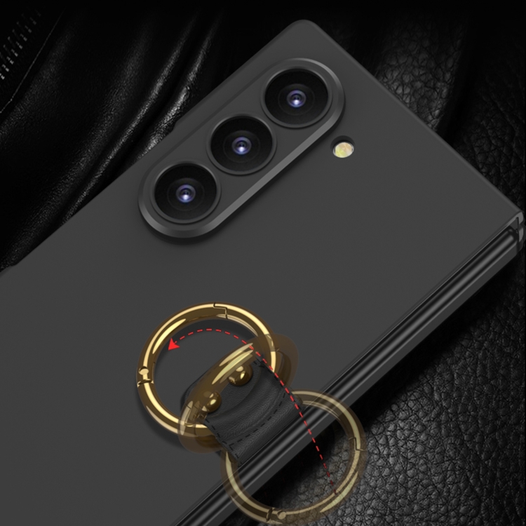 For Samsung Galaxy Z Flip6 GKK Accurate Hole Ultra-thin PC Phone Case with Ring Holder(Black)
