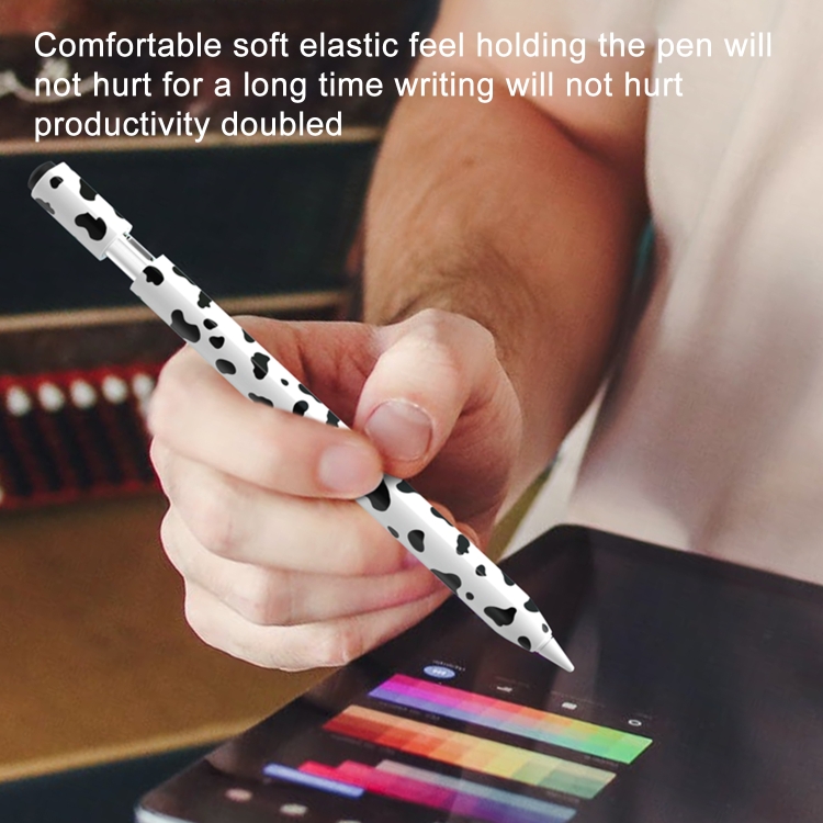 For Apple Pencil USB-C Cow Pattern Stylus Silicone Protective Cover(Black) For Apple Pencil USB-C Cow Pattern Stylus Silicone Protective Cover(Black)