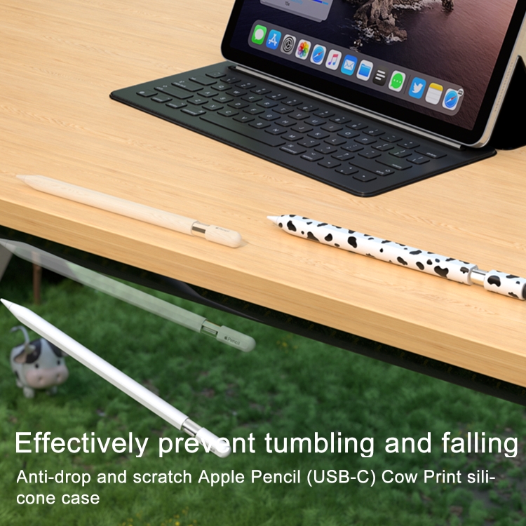 For Apple Pencil USB-C Cow Pattern Stylus Silicone Protective Cover(Black) For Apple Pencil USB-C Cow Pattern Stylus Silicone Protective Cover(Black)