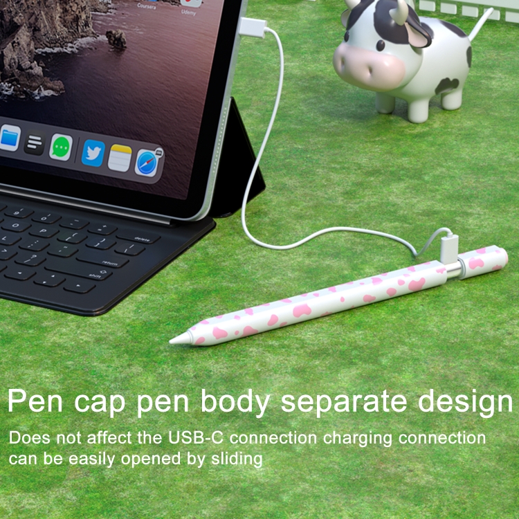 For Apple Pencil USB-C Cow Pattern Stylus Silicone Protective Cover(Black) For Apple Pencil USB-C Cow Pattern Stylus Silicone Protective Cover(Black)
