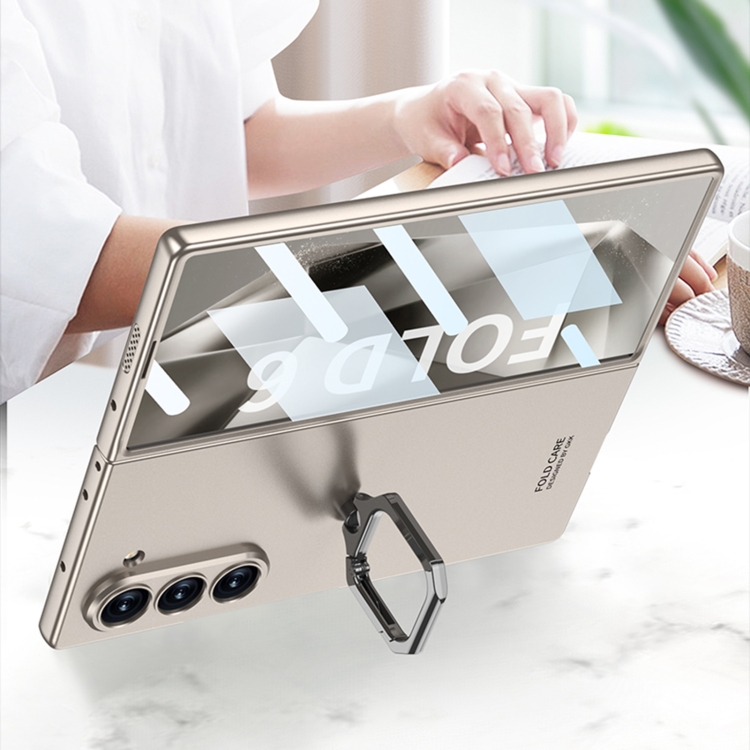 For Samsung Galaxy Z Fold6 GKK Integrated Accurate Hole Ultra-thin Square Ring Holder Phone Case(Silver) For Samsung Galaxy Z Fold6 GKK Integrated Accurate Hole Ultra-thin Square Ring Holder Phone Case(Silver)