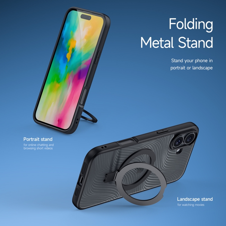 For iPhone 16 DUX DUCIS Aimo Mag Series MagSafe Ring Holder Frosted Phone Case(Black) For iPhone 16 DUX DUCIS Aimo Mag Series MagSafe Ring Holder Frosted Phone Case(Black)