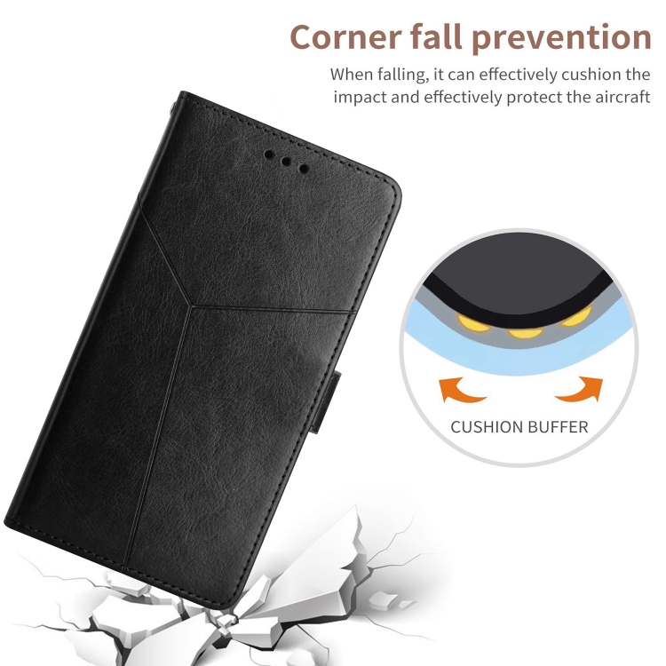 For Samsung Galaxy S25 Ultra 5G Y-shaped Pattern Flip Leather Phone Case(Black) For Samsung Galaxy S25 Ultra 5G Y-shaped Pattern Flip Leather Phone Case(Black)