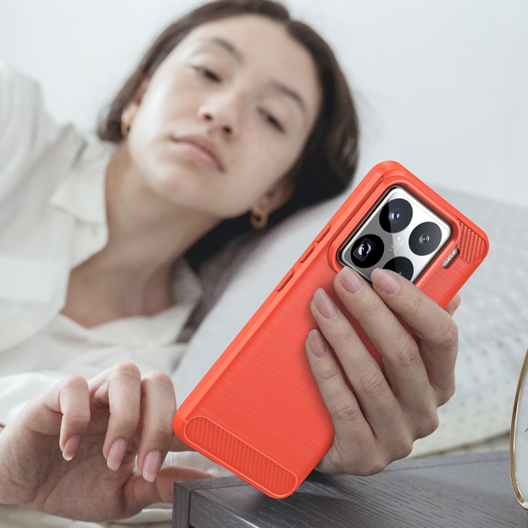 For Xiaomi 15 Pro Carbon Fiber Brushed Texture TPU Phone Case(Red)