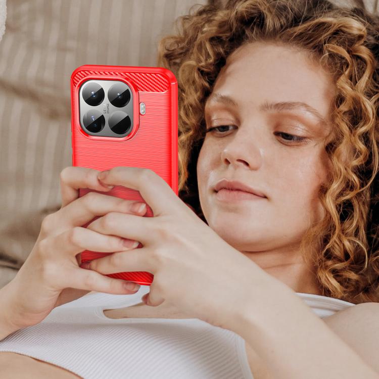 For Xiaomi 15T Pro 5G Carbon Fiber Brushed Texture TPU Phone Case(Red)
