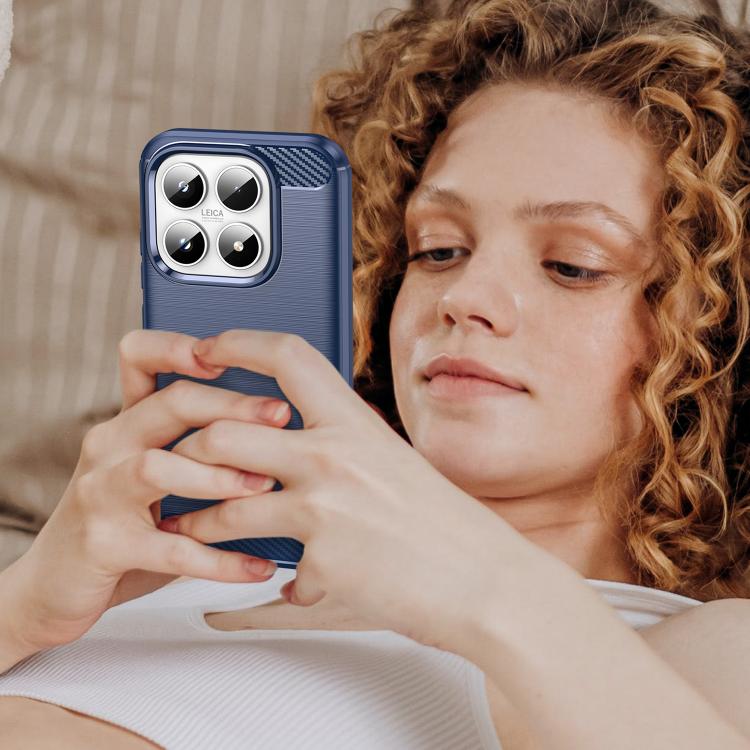 For Xiaomi 17 Carbon Fiber Brushed Texture TPU Phone Case(Blue)