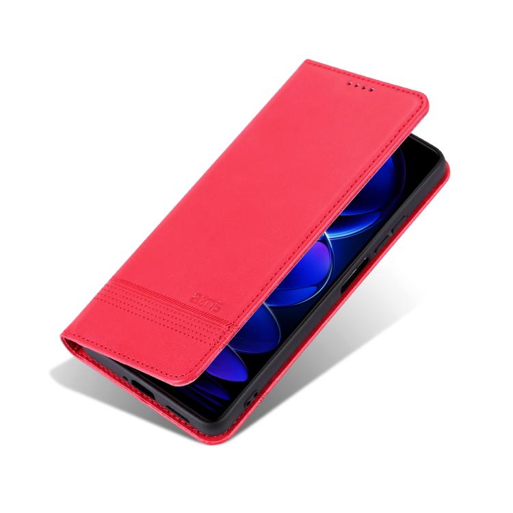 For Redmi 15C 4G 173.1mm / 15C 5G 173.1mm AZNS Magnetic Calf Texture Flip Leather Phone Case(Red)
