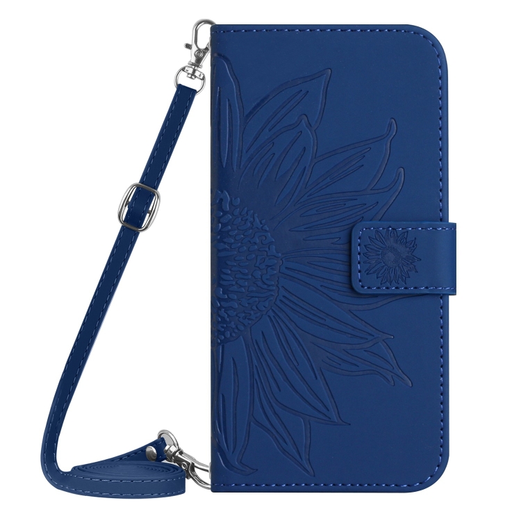 For Samsung Galaxy S24 FE Skin Feel Sun Flower Embossed Flip Leather Phone Case with Lanyard(Dark Blue) For Samsung Galaxy S24 FE Skin Feel Sun Flower Embossed Flip Leather Phone Case with Lanyard(Dark Blue)