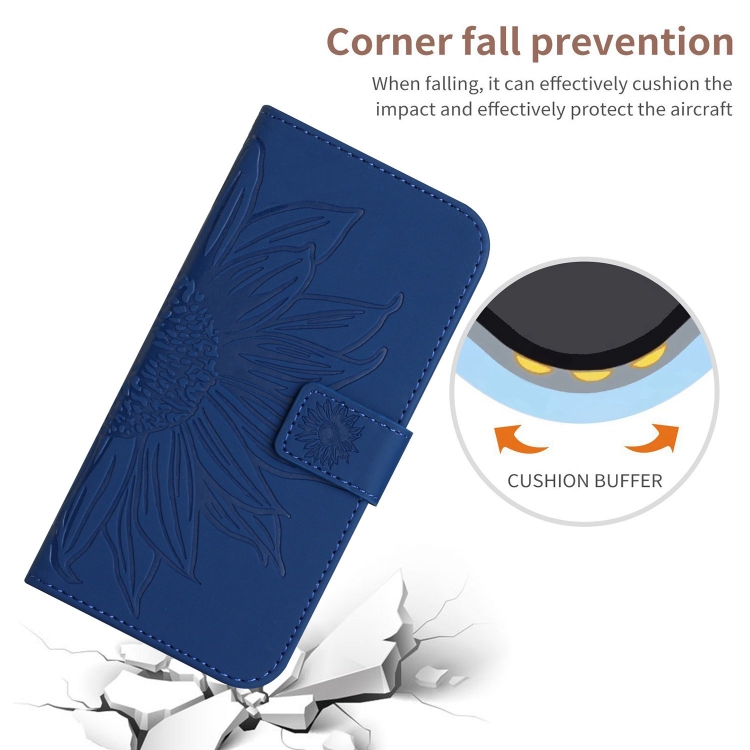 For Samsung Galaxy S24 FE Skin Feel Sun Flower Embossed Flip Leather Phone Case with Lanyard(Dark Blue) For Samsung Galaxy S24 FE Skin Feel Sun Flower Embossed Flip Leather Phone Case with Lanyard(Dark Blue)