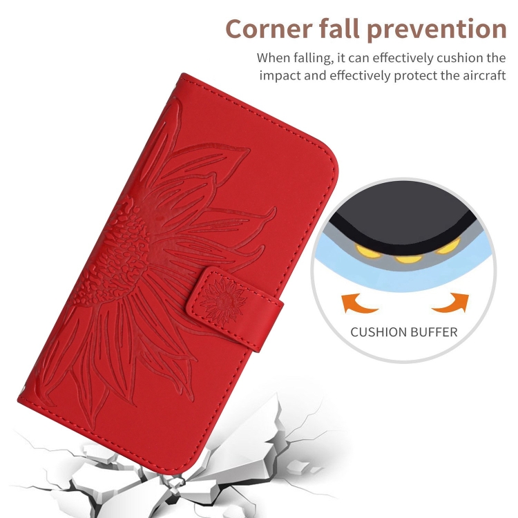 For Samsung Galaxy S25 5G Skin Feel Sun Flower Embossed Flip Leather Phone Case with Lanyard(Red) For Samsung Galaxy S25 5G Skin Feel Sun Flower Embossed Flip Leather Phone Case with Lanyard(Red)