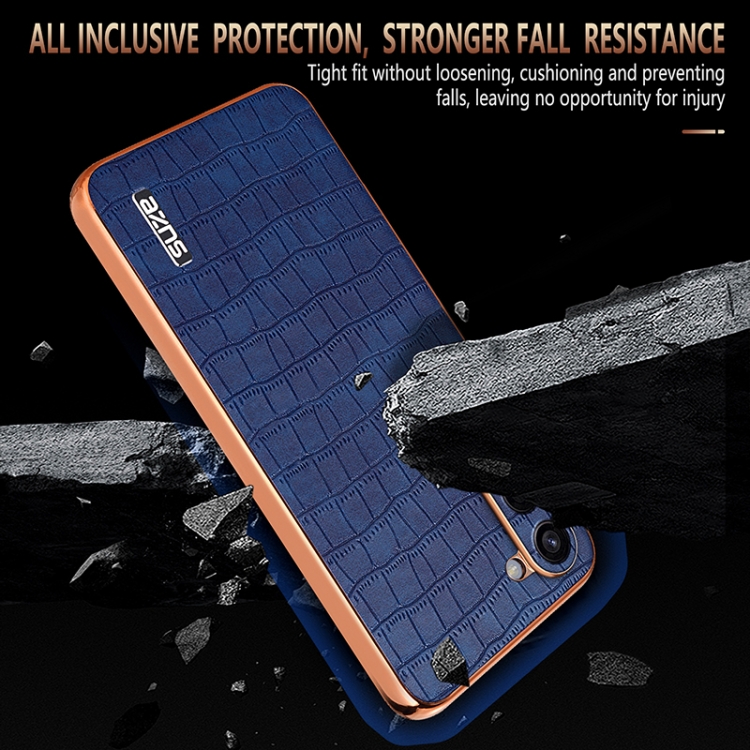 For Samsung Galaxy S23+ 5G AZNS Electroplated Frame Crocodile Texture Full Coverage Phone Case(Brown) For Samsung Galaxy S23+ 5G AZNS Electroplated Frame Crocodile Texture Full Coverage Phone Case(Brown)