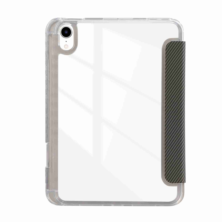 For iPad mini 2024 / mini 6 Carbon Fiber Clear Acrylic 3-Fold Leather Tablet Case(Grey) For iPad mini 2024 / mini 6 Carbon Fiber Clear Acrylic 3-Fold Leather Tablet Case(Grey)