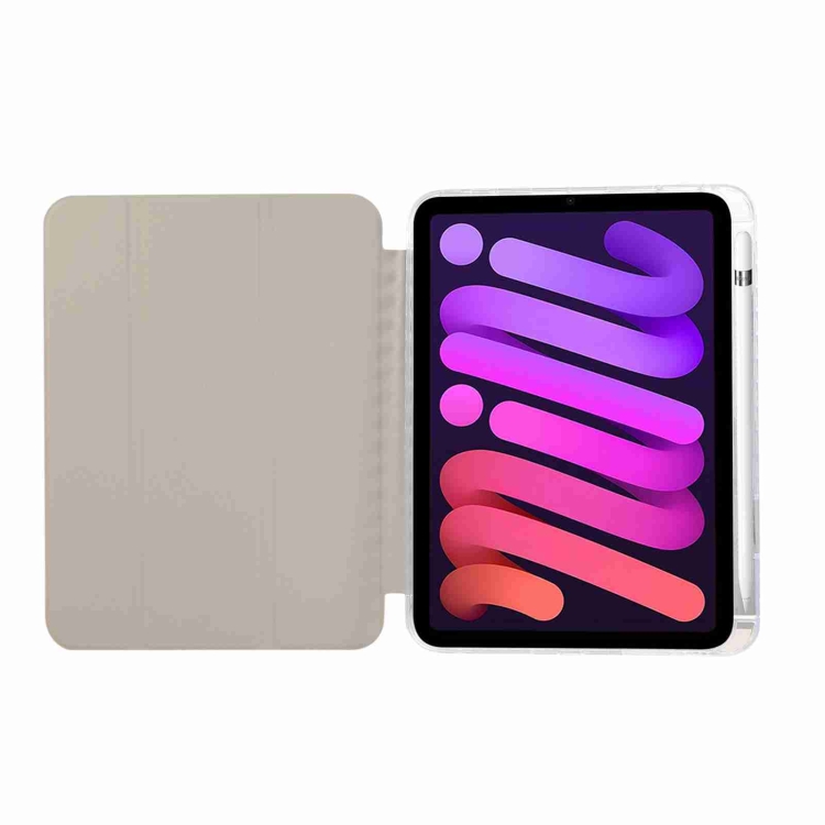 For iPad mini 2024 / mini 6 Carbon Fiber Clear Acrylic 3-Fold Leather Tablet Case(Grey) For iPad mini 2024 / mini 6 Carbon Fiber Clear Acrylic 3-Fold Leather Tablet Case(Grey)