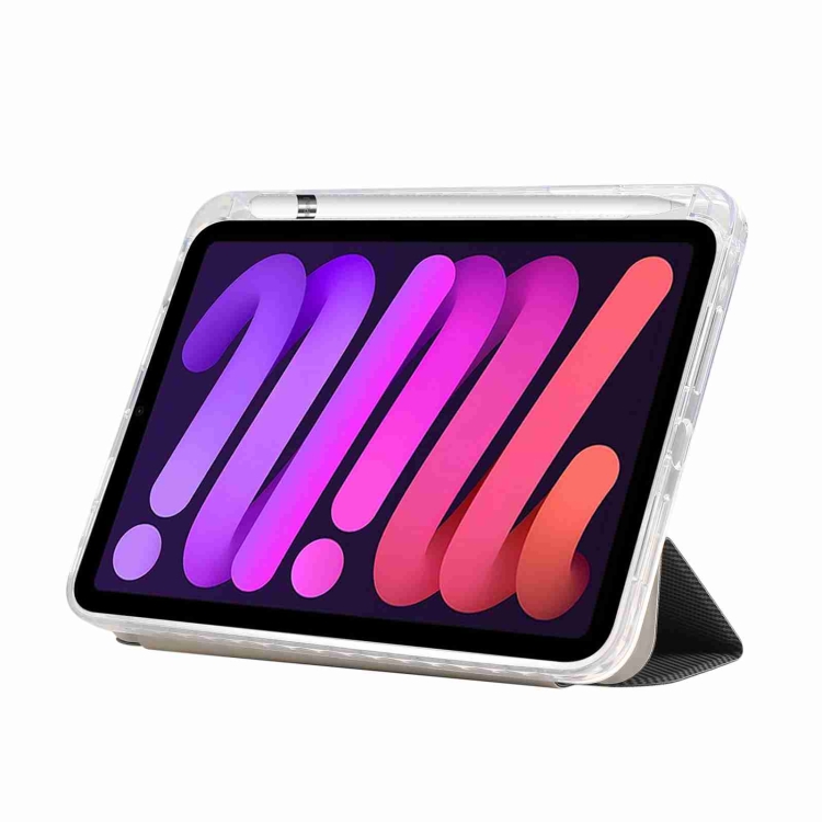 For iPad mini 2024 / mini 6 Carbon Fiber Clear Acrylic 3-Fold Leather Tablet Case(Grey) For iPad mini 2024 / mini 6 Carbon Fiber Clear Acrylic 3-Fold Leather Tablet Case(Grey)