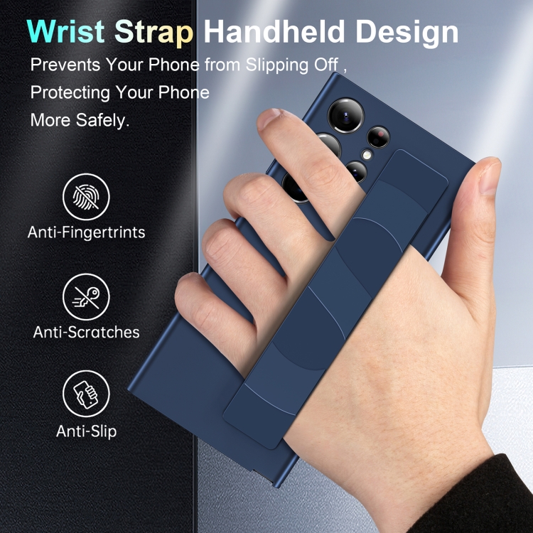 For Samsung Galaxy S23 Ultra 5G Silicone Wristband Holder Phone Case(Blue) For Samsung Galaxy S23 Ultra 5G Silicone Wristband Holder Phone Case(Blue)