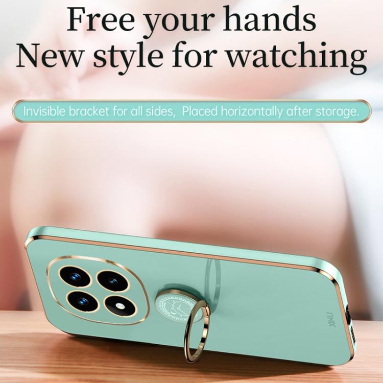 For Redmi Note 14 Pro 4G Global XINLI Straight Edge 6D Electroplate TPU Phone Case with Ring Holder(Pink)