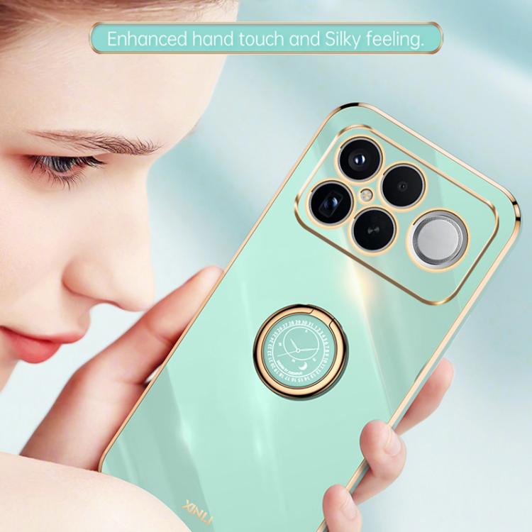 For Redmi K90 Pro Max / Poco F8 Ultra XINLI Straight Edge 6D Electroplate TPU Phone Case with Ring Holder(White)