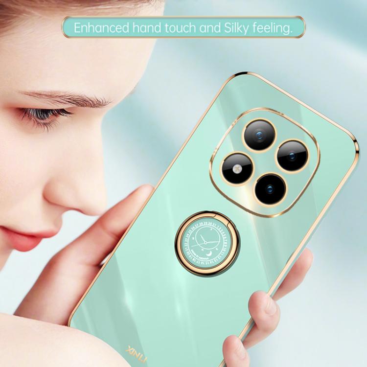 For Redmi Note 15 Pro 4G Global 163.2mm XINLI Straight Edge 6D Electroplate TPU Phone Case with Ring Holder(Black)