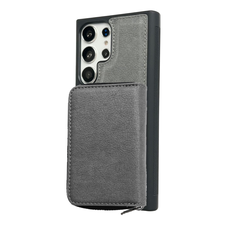 For Samsung Galaxy S21 Ultra 5G Solid Color Zipper 11-Card Slots Bag Phone Case with Lanyard(Grey) For Samsung Galaxy S21 Ultra 5G Solid Color Zipper 11-Card Slots Bag Phone Case with Lanyard(Grey)