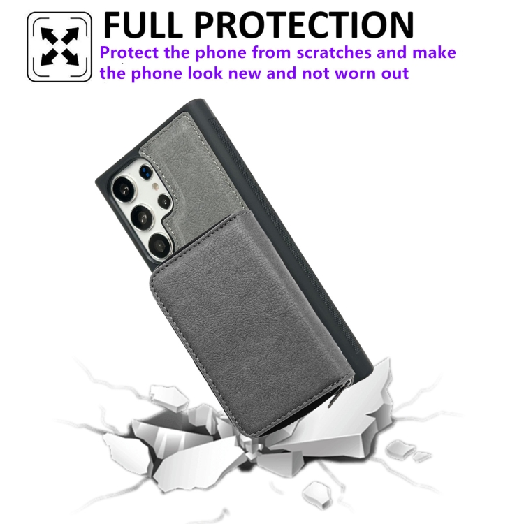 For Samsung Galaxy S21 Ultra 5G Solid Color Zipper 11-Card Slots Bag Phone Case with Lanyard(Grey) For Samsung Galaxy S21 Ultra 5G Solid Color Zipper 11-Card Slots Bag Phone Case with Lanyard(Grey)
